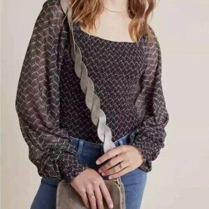 ANTHROPOLOGIE Rouen Smocked Blouse NWOT